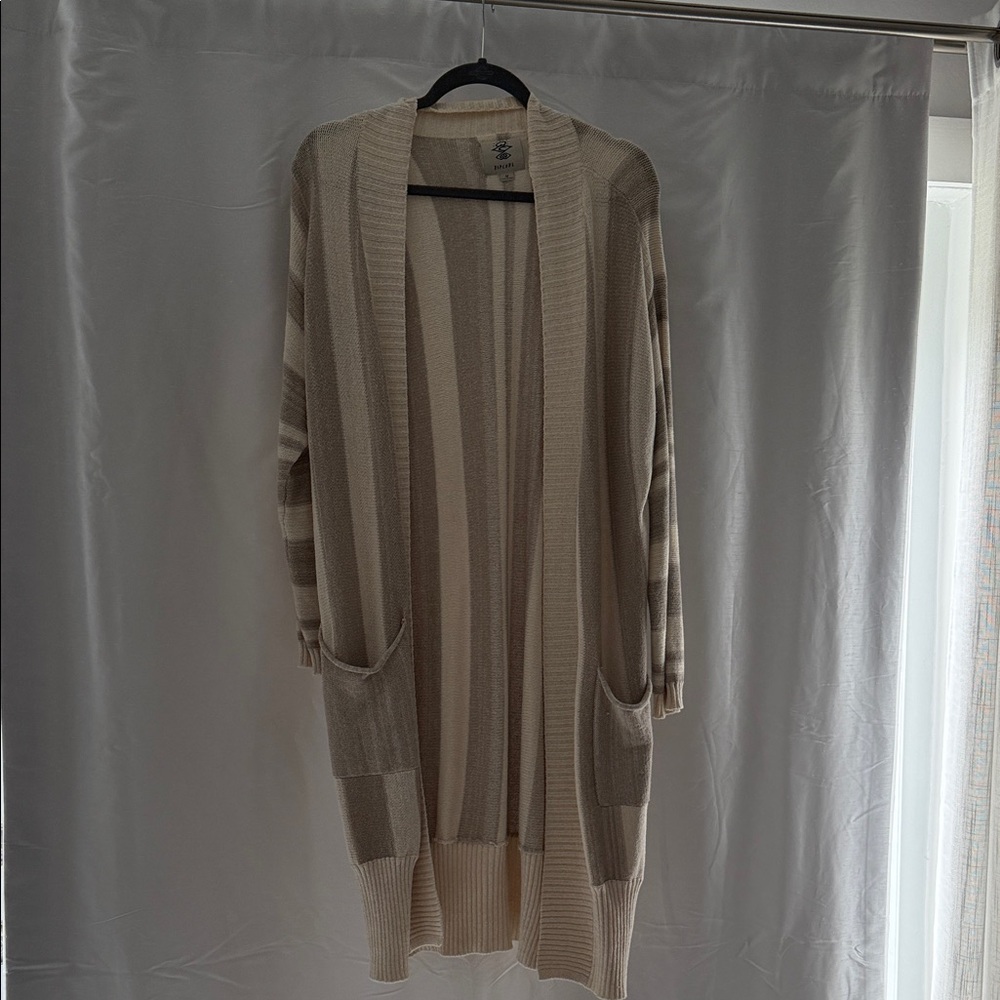 Striped Cream Cardigan Sweater